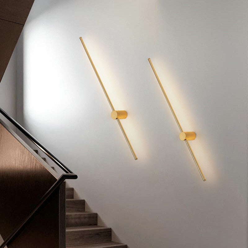 Aurelo Slim Led Wall Light With Gold Finish For Modern Interiors Ideal For Living Rooms And Hallways