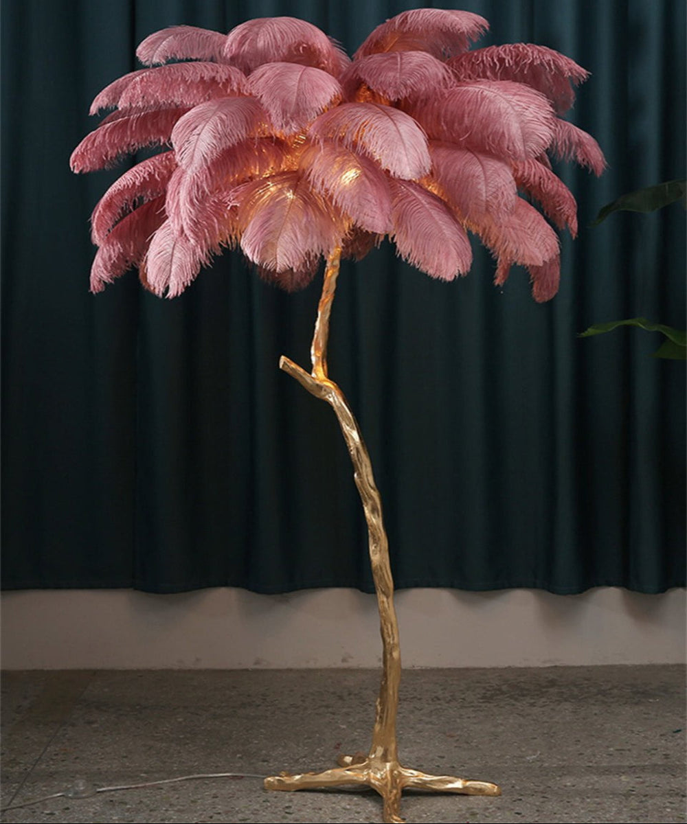 AstraLoom Ostrich Feather LED Floor Lamp With Adjustable Height For Home And Gentle Glow