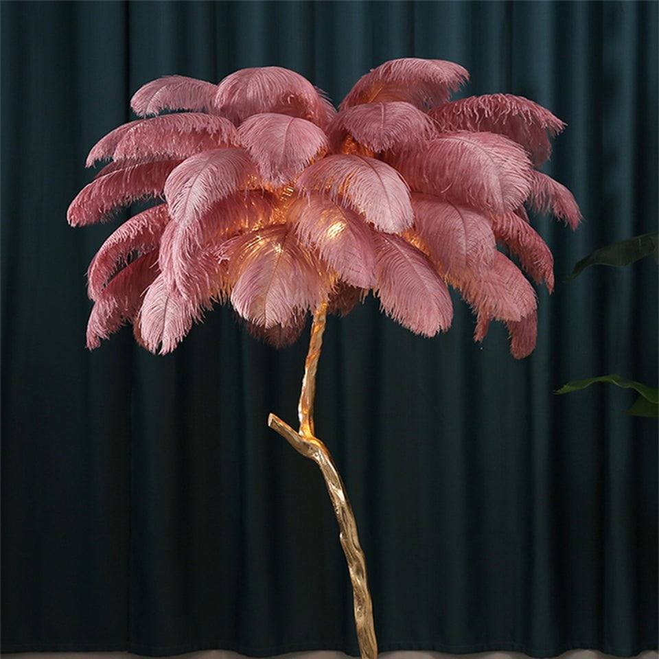 AstraLoom Ostrich Feather LED Floor Lamp With Adjustable Height For Home And Gentle Glow