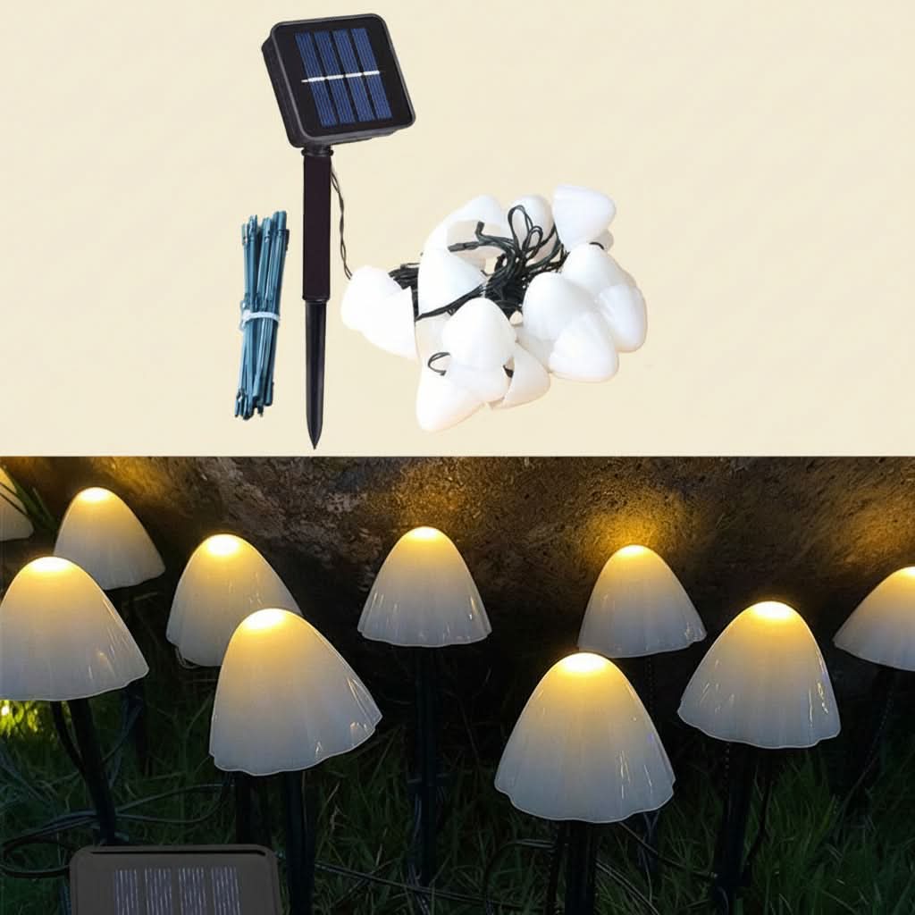 MUSHLIVA solcelledrevne svampelys — finurlig LED-dekoration til haven