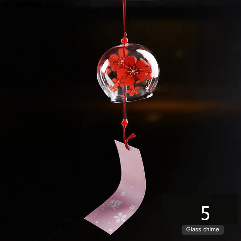 Yumeko Glass Wind Chime Japanese Style Handcrafted With Clear Tone And Decorative Pendant