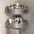 Aluminum Corner Shower Rack Set No Drill Wall Mount With Hooks 2 Pack