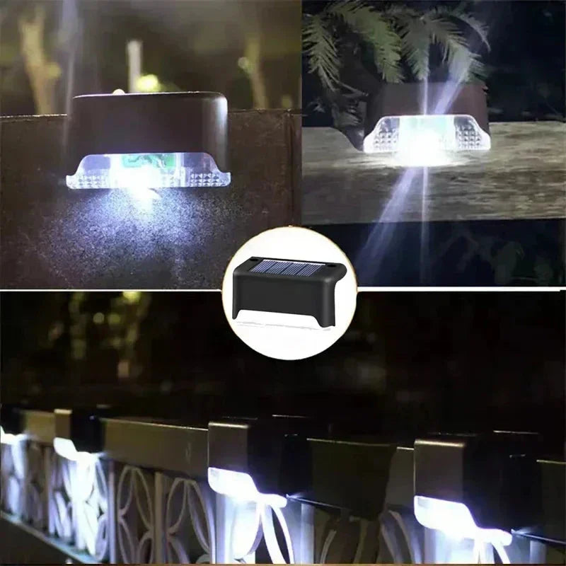 8 Piece Solar Stair Lights Set With Dusk Sensor Waterproof LED Path Lighting