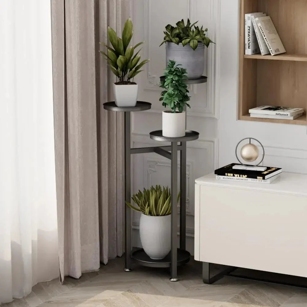 Metalen plantenrek met meerdere niveaus — Verspringende ronde planken, 3 hoogteopties