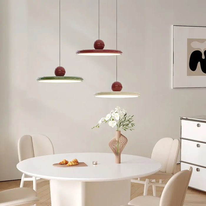 Lyrene Pendant Light In Cream Glass Finish With Nordic LED For Modern Living Rooms And Home Offices