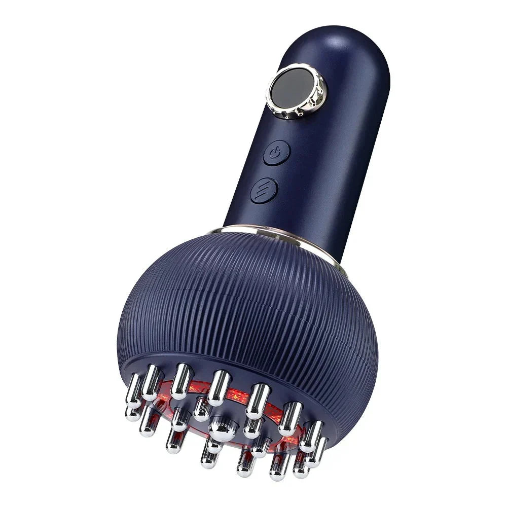 4-in-1-Massagegerät — Wärme, Vibration, Mikrostrom und Rotlicht mit 21 Stahlmassageköpfen