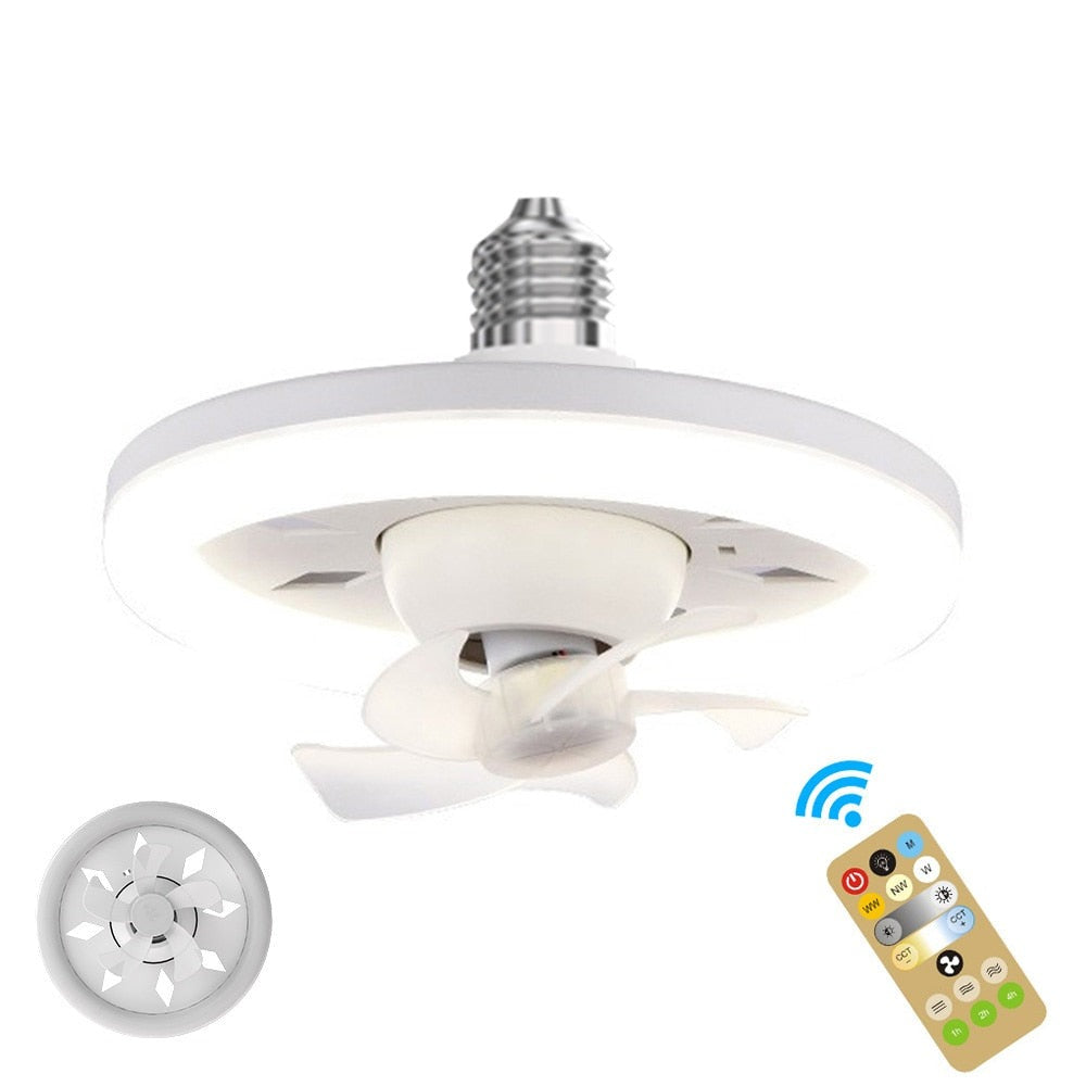 Ceiling Fan With Built-In LED Light And 360 Degree Swivel E27 Socket
