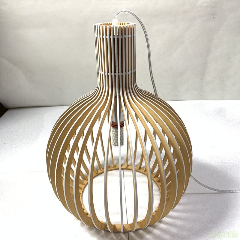 Nordhaven Rustic Light Pendant In Wooden Cage Ceiling Fixture With Adjustable Cord