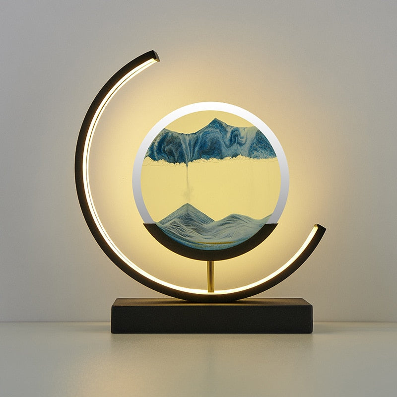 LumaAura Sand Art And Water Moon Light For Desk Decor And Shelves With Subtle LED Glow