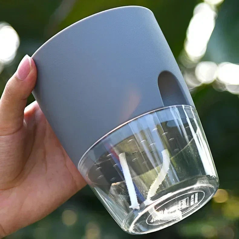 Clear Dual-Tier Plastic Planter With Self-Watering System And Injection Port