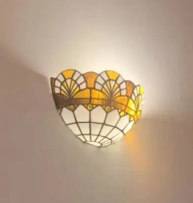 Tiffany Glass Wall Lamp E27, Retro Blue LED Wall Light For Living Room, Bedroom And Hall