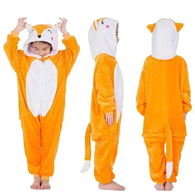 Girls Unicorn Fleece Onesie Pajamas With Hood Rainbow Colors Homewear