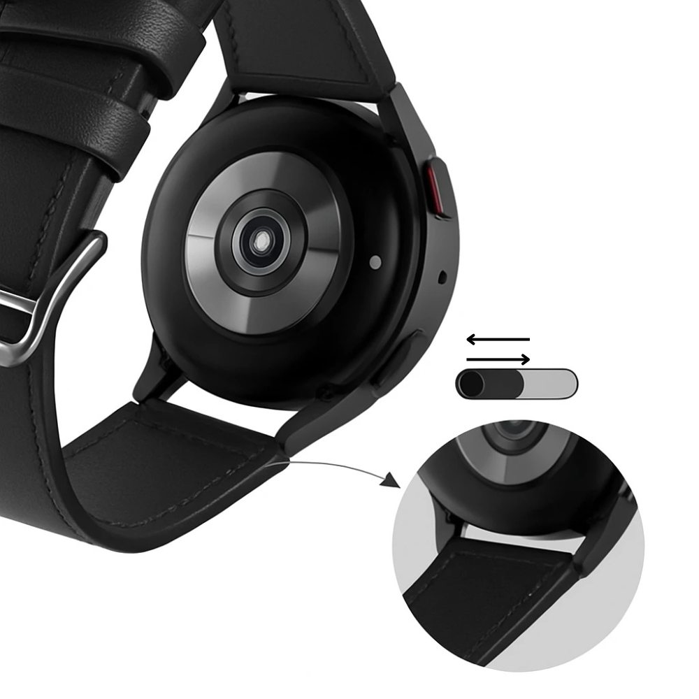 40 mm — smukły czarny pasek skórzany do zegarka Samsung Galaxy Watch 4
