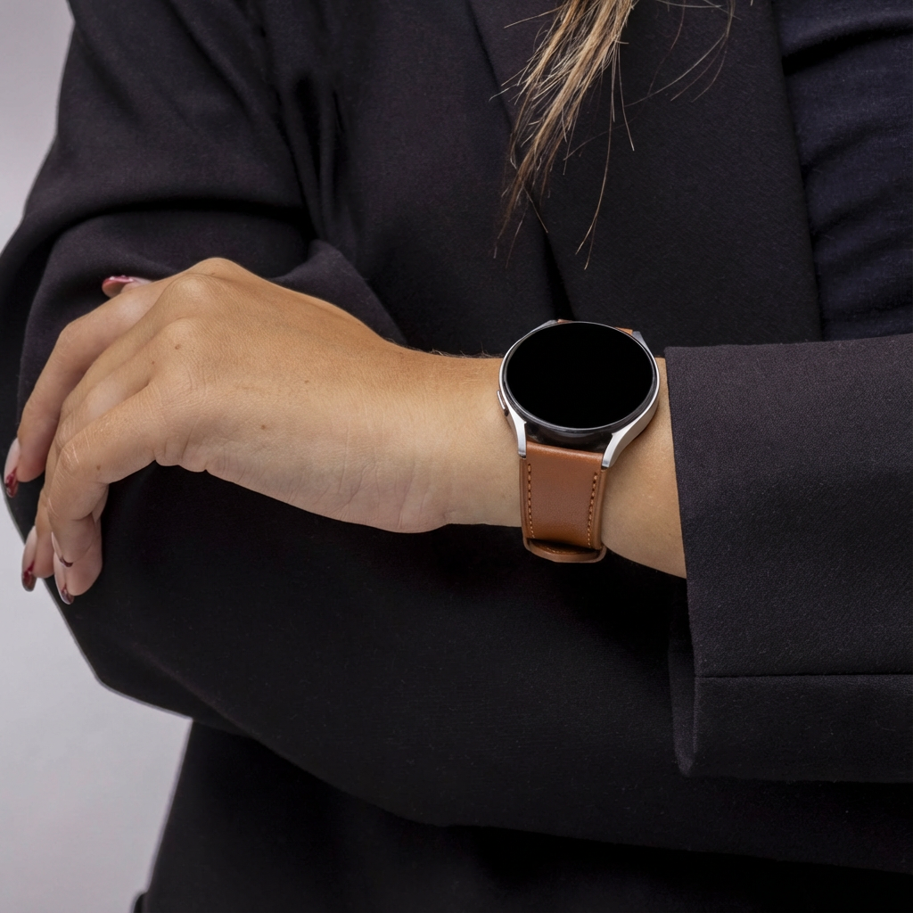 Náhradní kožený řemínek Samsung Galaxy Watch 7 40 mm — tmavě hnědý