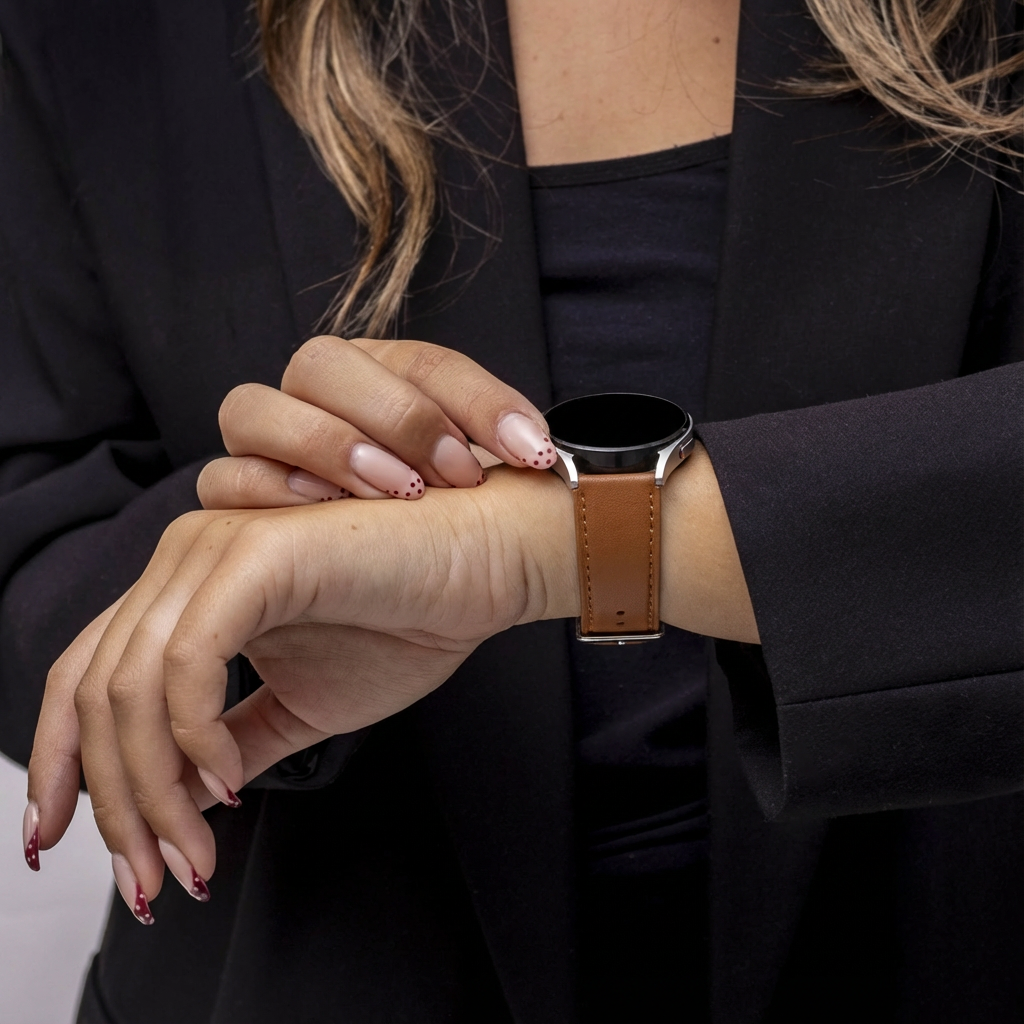 Náhradní kožený řemínek Samsung Galaxy Watch 7 40 mm — tmavě hnědý