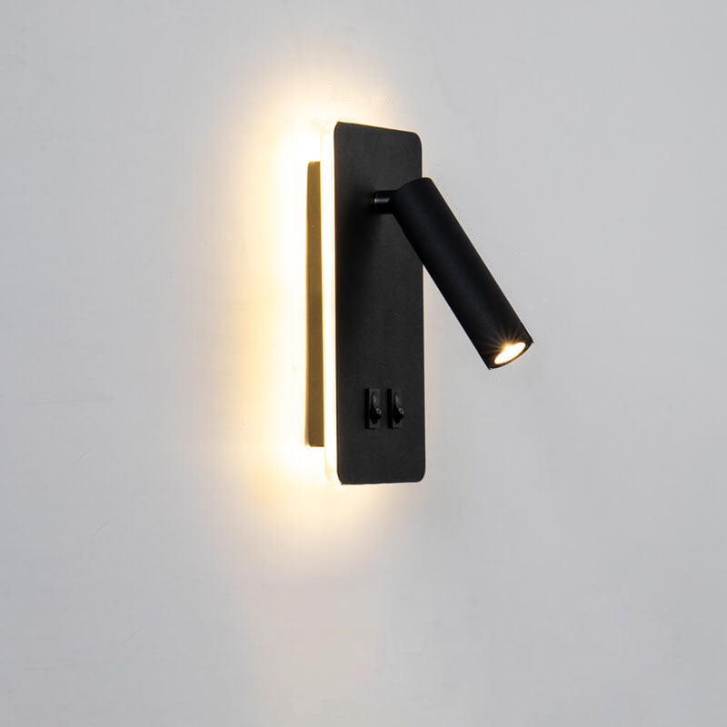 Justerbar LED-væglampe i jern, 15 W, sort eller hvid finish til stuen