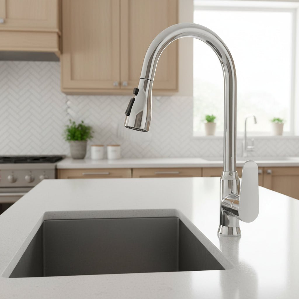 Torneira de cozinha extraível com rotação de 360° AureaFlow — Estilo contemporâneo elegante