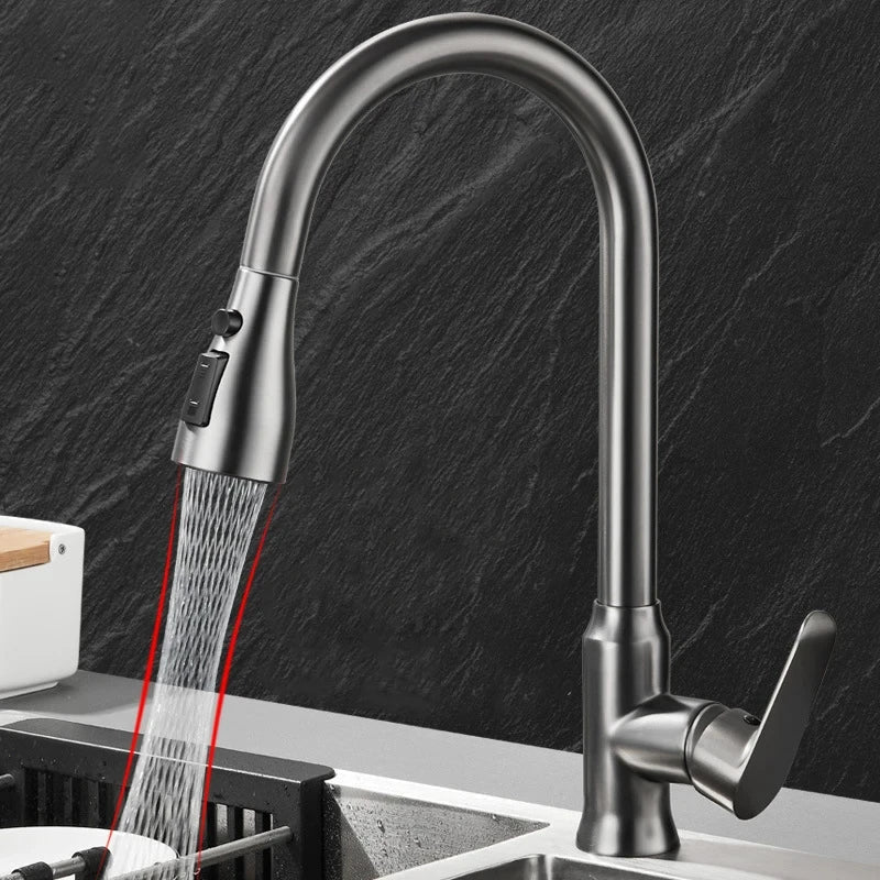 Torneira de cozinha extraível com rotação de 360° AureaFlow — Estilo contemporâneo elegante