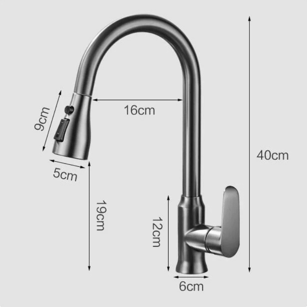 Torneira de cozinha extraível com rotação de 360° AureaFlow — Estilo contemporâneo elegante