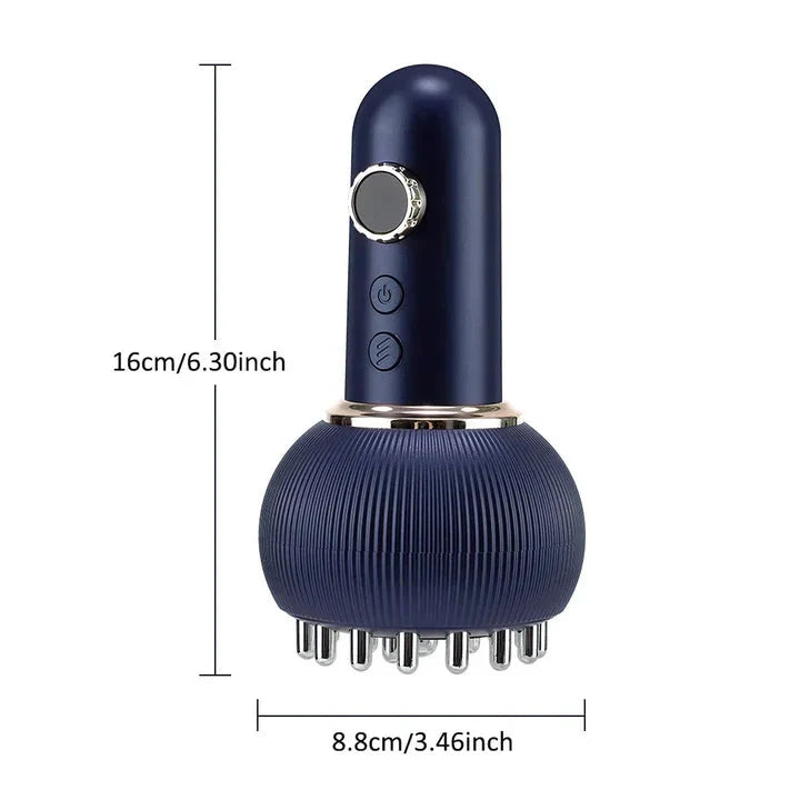 4-in-1-Massagegerät — Wärme, Vibration, Mikrostrom und Rotlicht mit 21 Stahlmassageköpfen