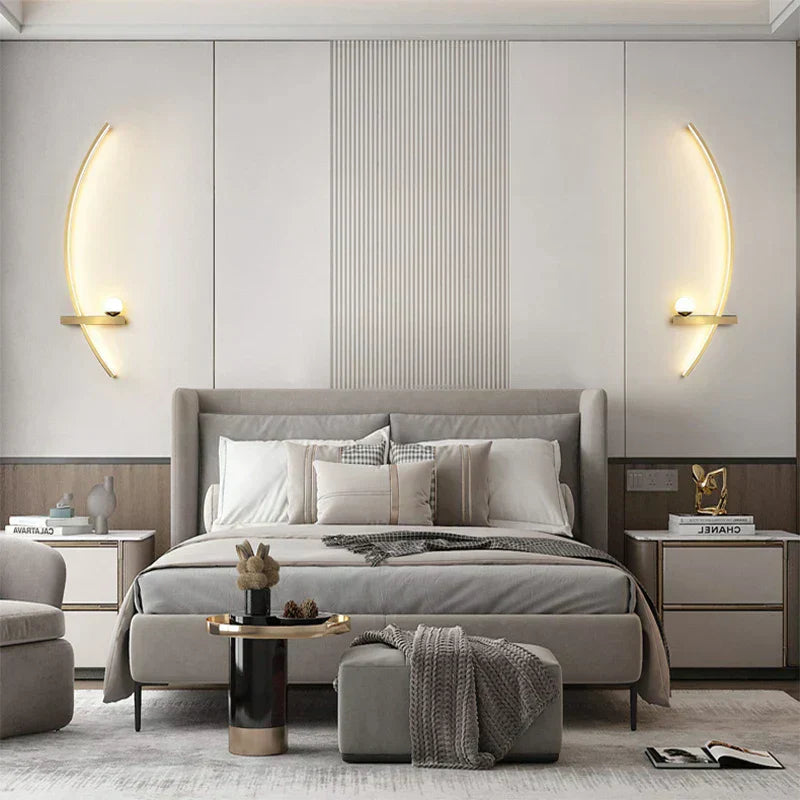 AstraGlow Modern Metal Wall Light With Black And Gold Stripe Finish For Indoor Or Outdoor Use