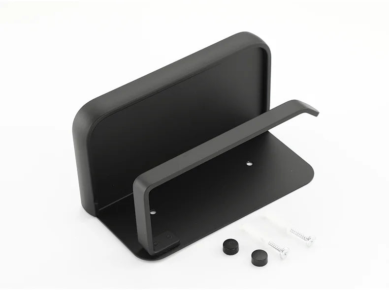 Aluminum Black Toilet Paper Holder With Shelf Phone Wall Mount Minimalist Organizer