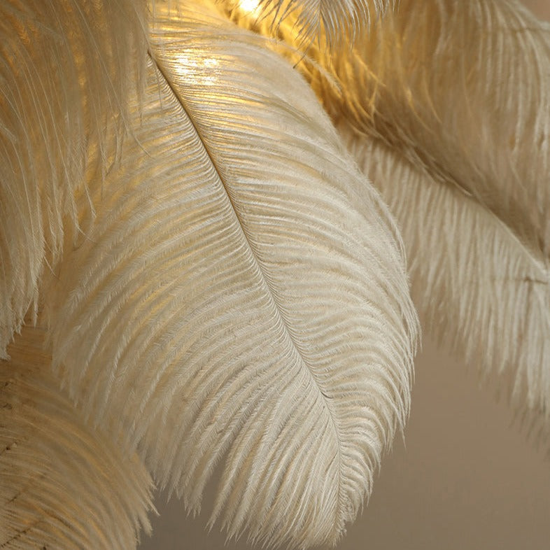 AstraLoom Ostrich Feather LED Floor Lamp With Adjustable Height For Home And Gentle Glow
