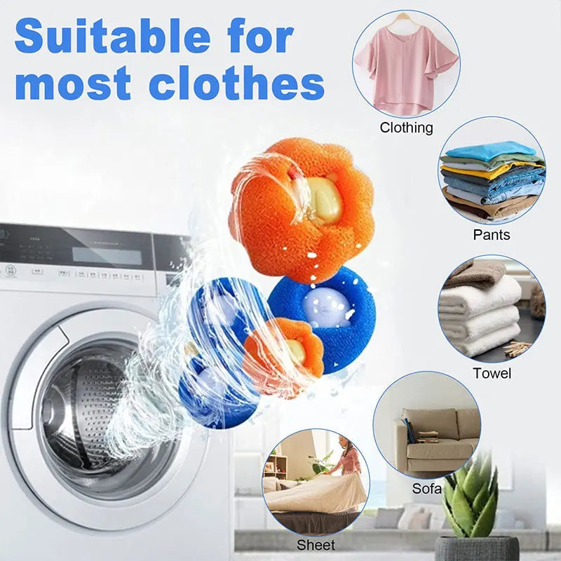 6 boules de lavage réutilisables contre les poils d’animaux et les peluches — lot de 6