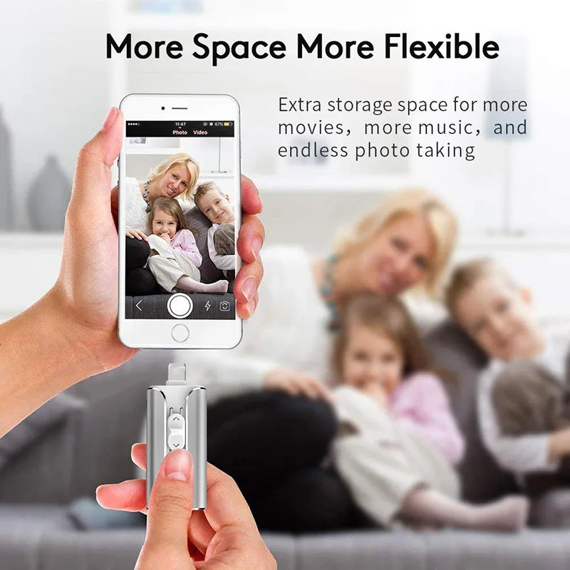 Phone USB Drive for iPhone and Android Extra Storage for Photos and Videos