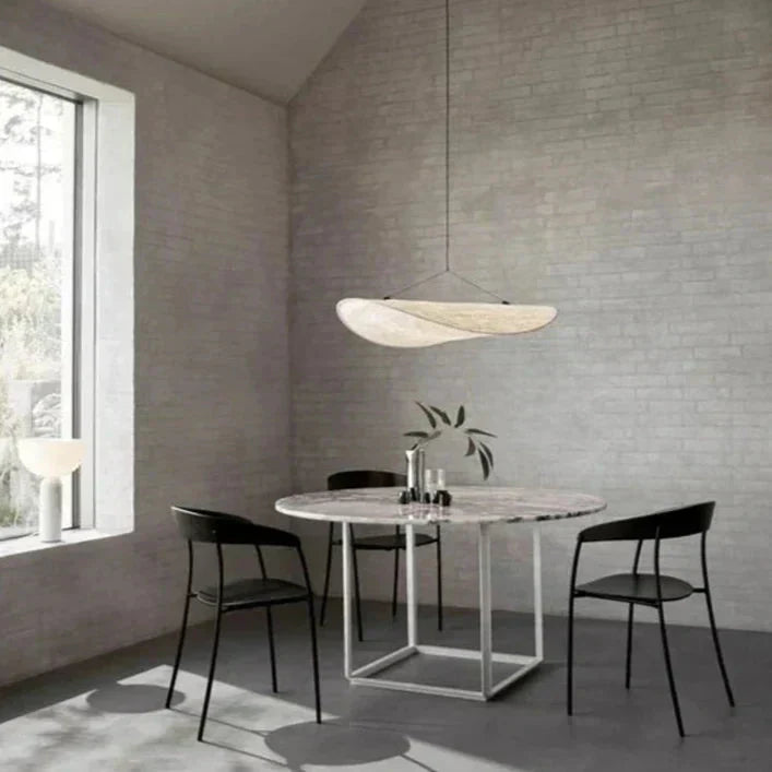 Elegant Lyra Pendant Light Led With Chip Pattern And Tyvek Knit Shade For Modern Interiors