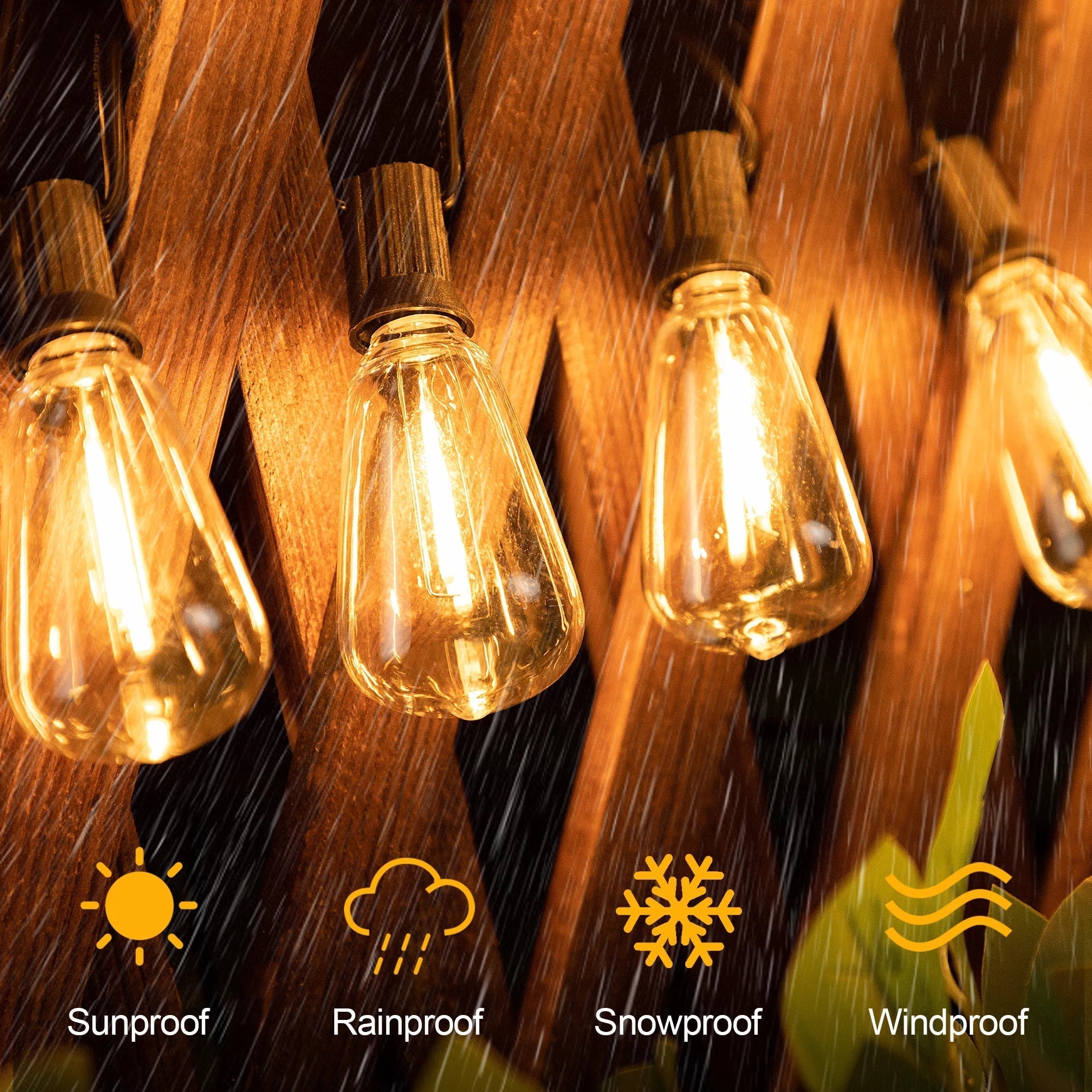 IP44 Weatherproof LED Garden Lights With 15 Durable Bulbs On 10m Cord Black