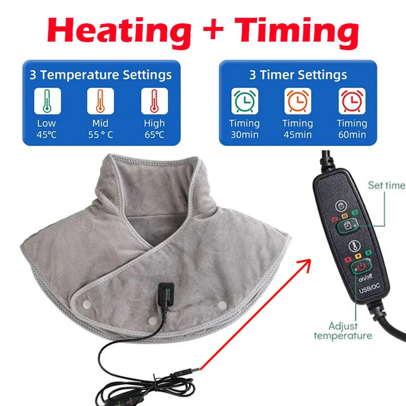Vibration Massager Neck Or Shoulders USB Heating Pad And 3 Temperature Settings Timer