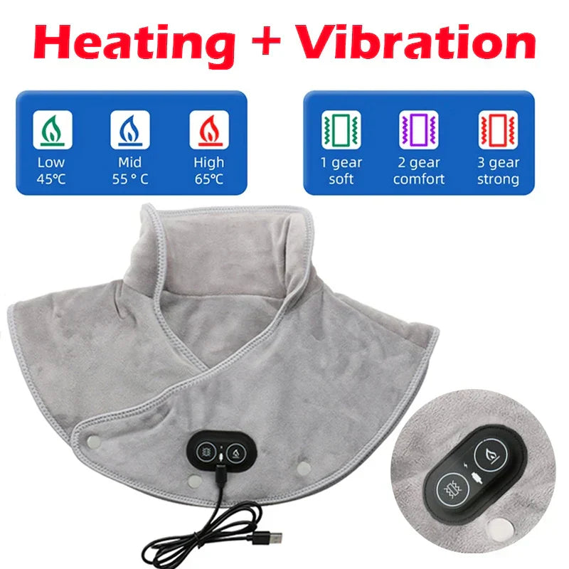 Vibration Massager Neck Or Shoulders USB Heating Pad And 3 Temperature Settings Timer