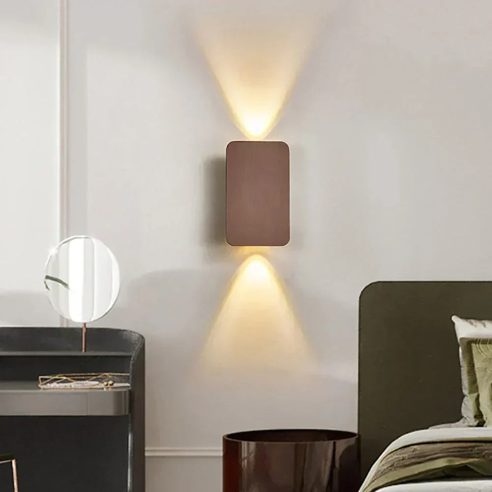 NovaLine Two-Head LED Up Down Wall Sconce Light Black Finish For Indoor Hallways And Living Rooms