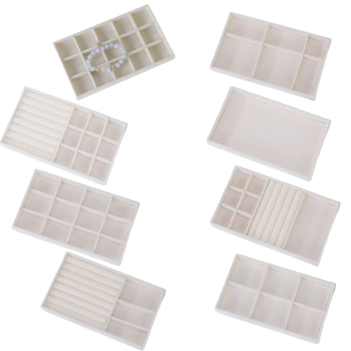 ELEGANCEVAULT 8-teiliges Schmuckorganizer-Set — Abgestimmte Aufbewahrungskollektion für den Schminktisch