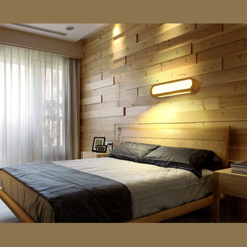 Havenwald Wooden Wall Light With Soft Diffused LED Panel For Bedroom And Living Spaces