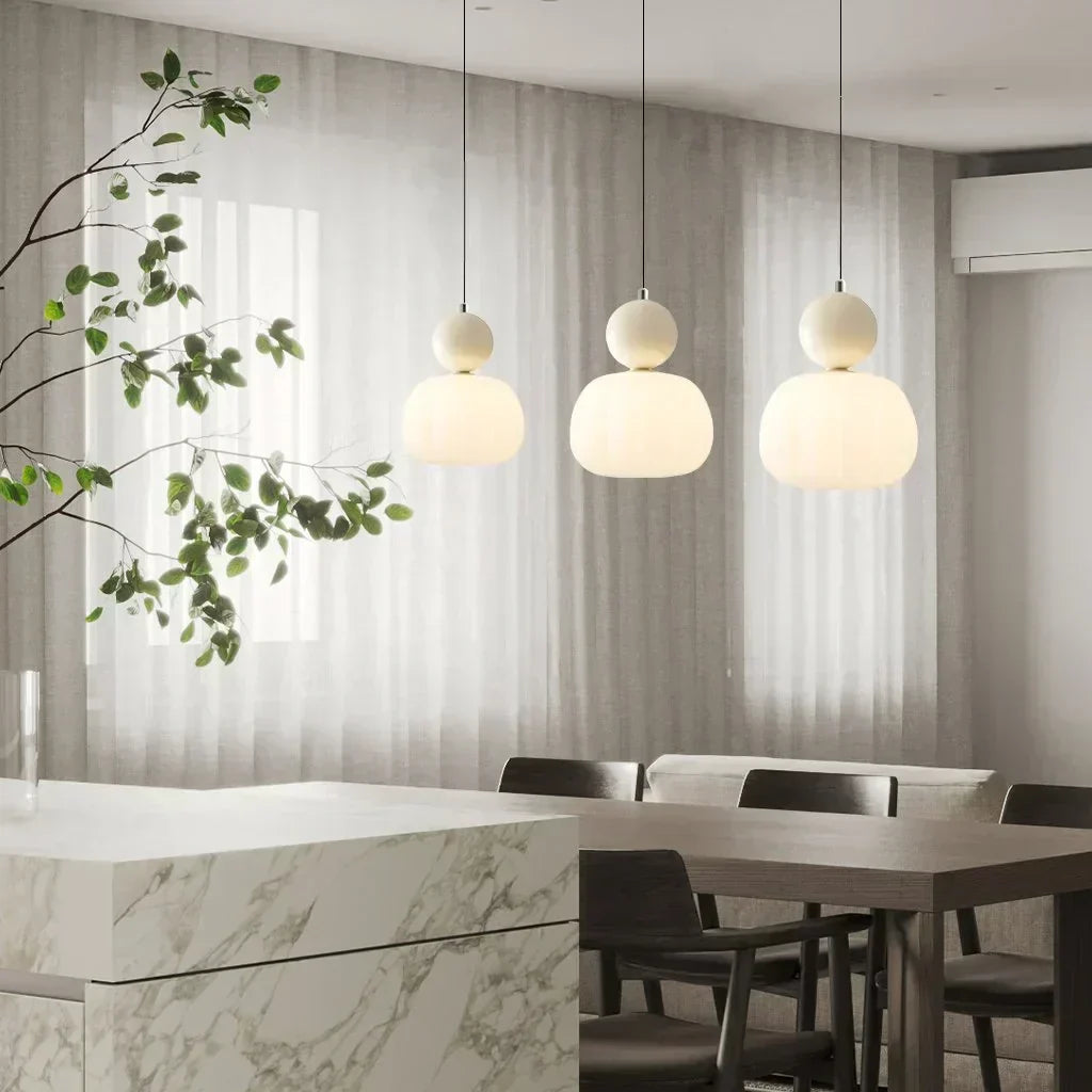 NovaLume Pendant Light In Cream Finish For Contemporary Living Spaces And Modern Hallways