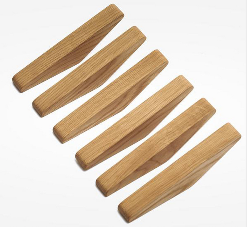 Sada 2 přírodních dřevěných nástěnných háčků, minimalistický věšák na kabáty do předsíně a koupelny