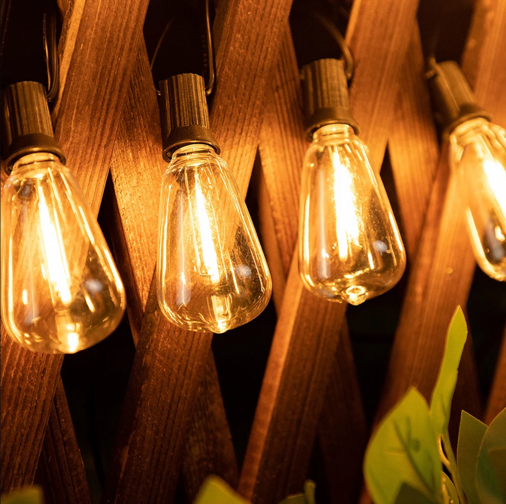 IP44 Weatherproof LED Garden Lights With 15 Durable Bulbs On 10m Cord Black