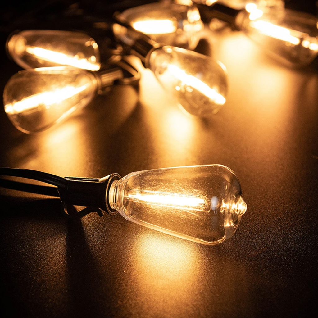 IP44 Weatherproof LED Garden Lights With 15 Durable Bulbs On 10m Cord Black