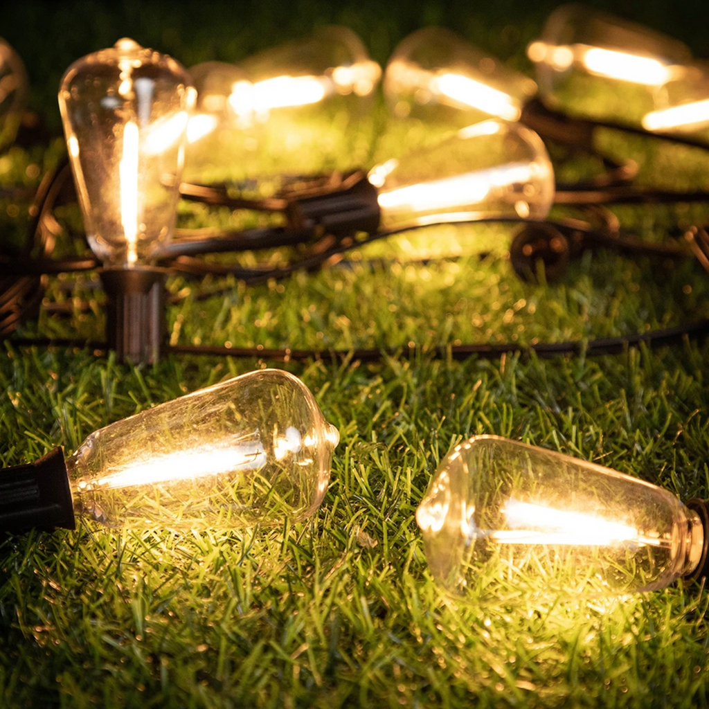 IP44 Weatherproof LED Garden Lights With 15 Durable Bulbs On 10m Cord Black