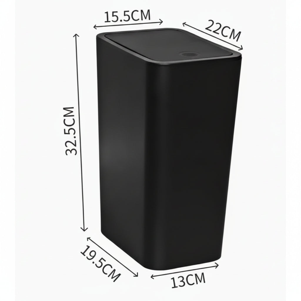 PRESSLUX 10L Slim Trash Can — Press-Top Lid, Space-Saving Design