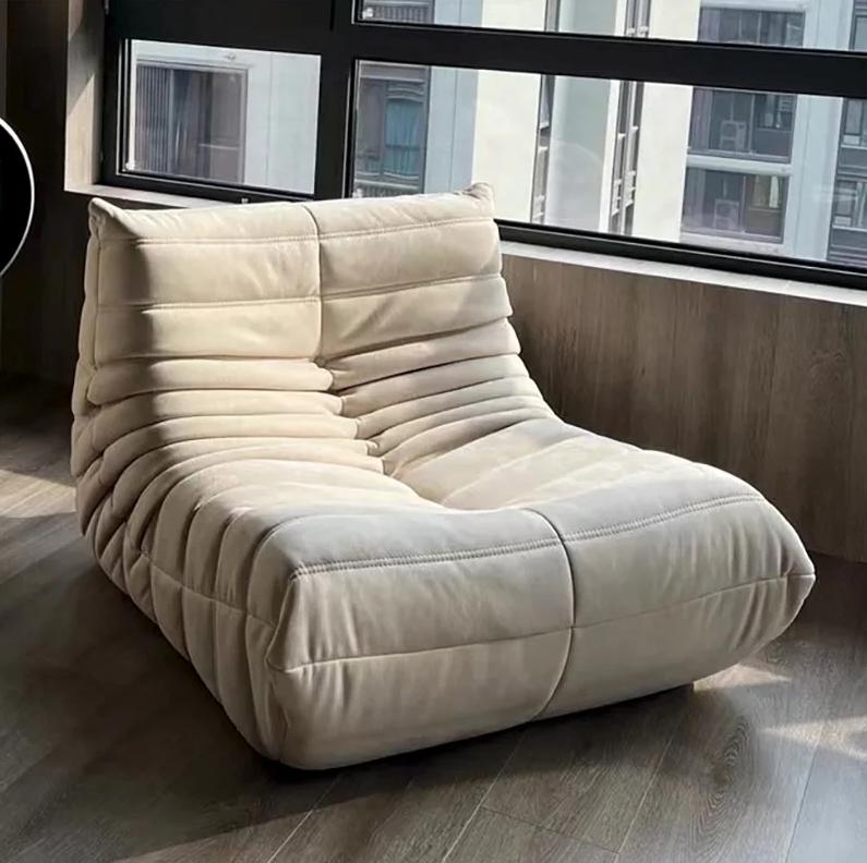 Velvet Beanbag Sofa With Backrest And Memory Foam