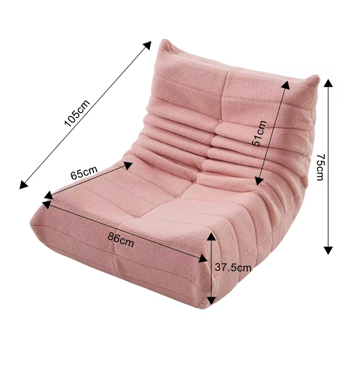 Velvet Beanbag Sofa With Backrest And Memory Foam
