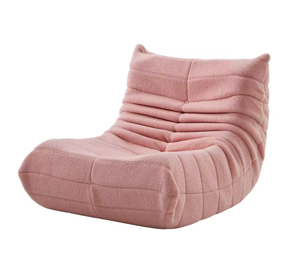 Velvet Beanbag Sofa With Backrest And Memory Foam