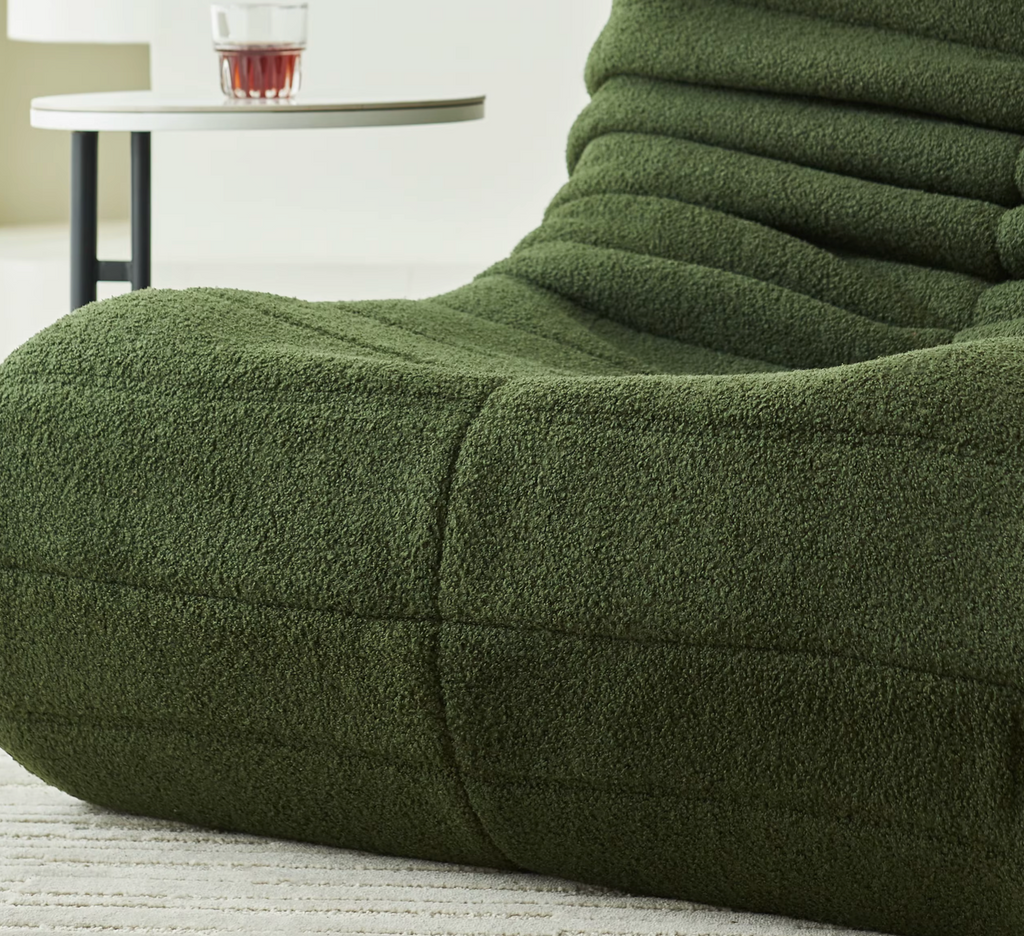 Velvet Beanbag Sofa With Backrest And Memory Foam