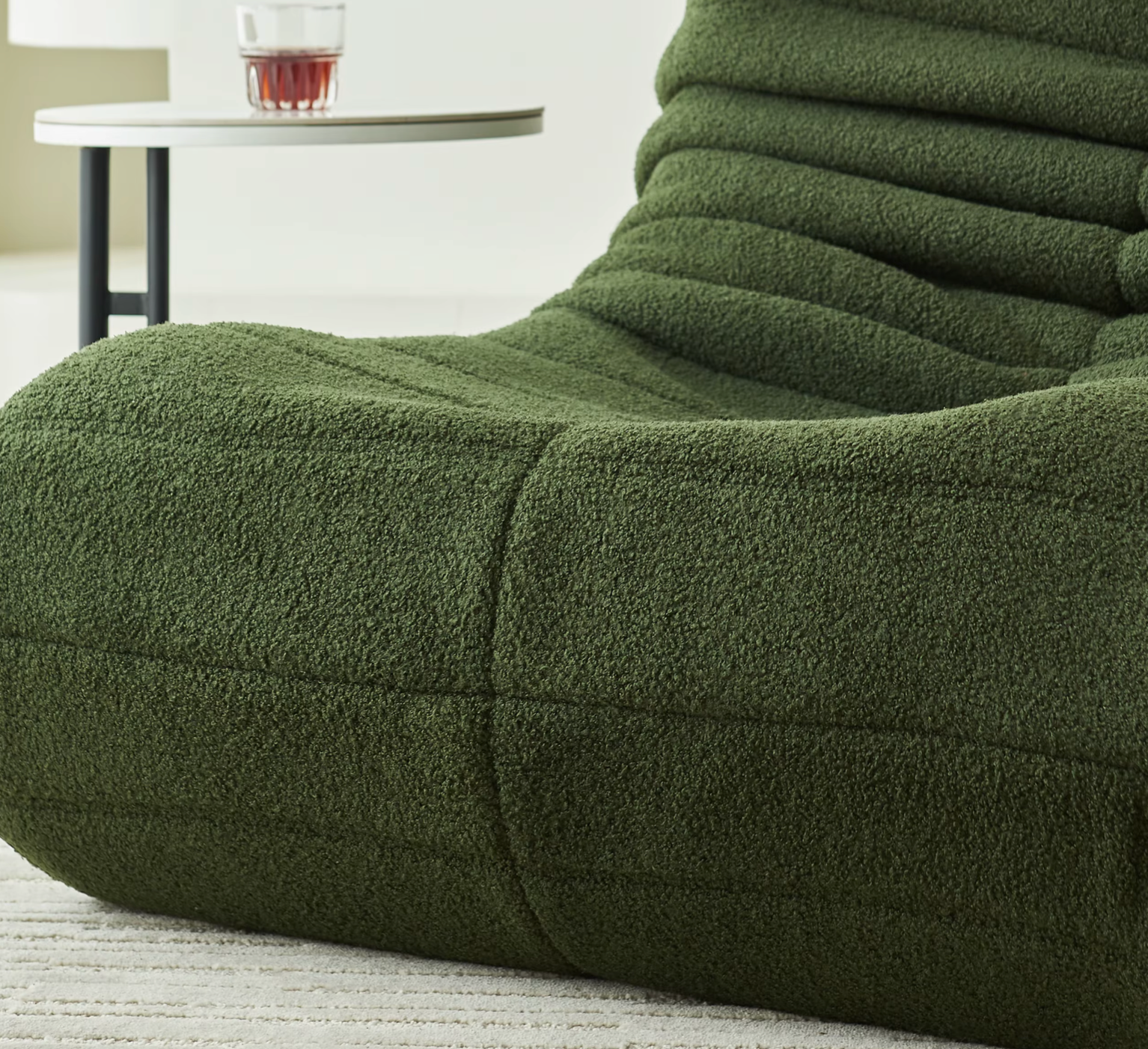 Velvet Beanbag Sofa With Backrest And Memory Foam