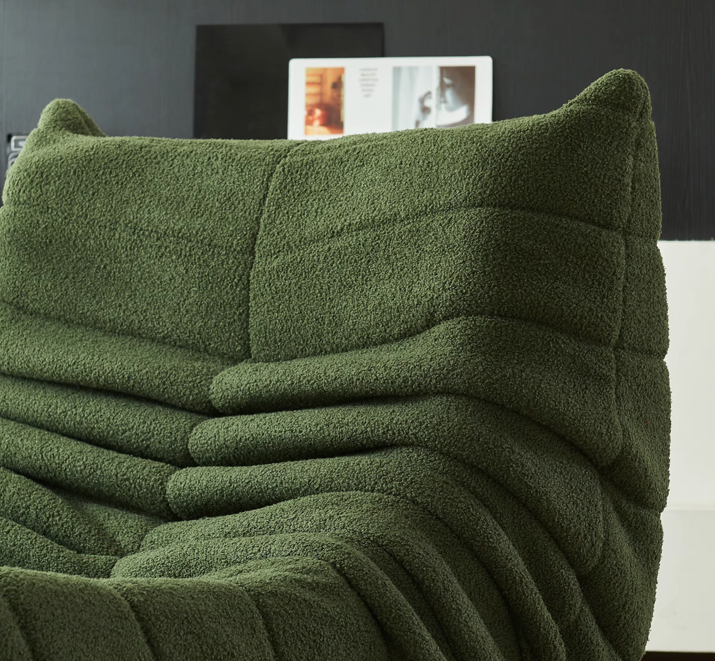 Velvet Beanbag Sofa With Backrest And Memory Foam