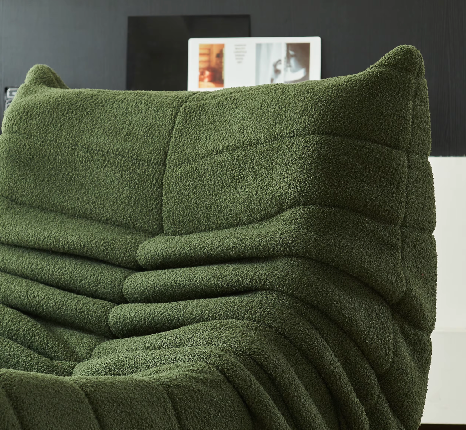 Velvet Beanbag Sofa With Backrest And Memory Foam