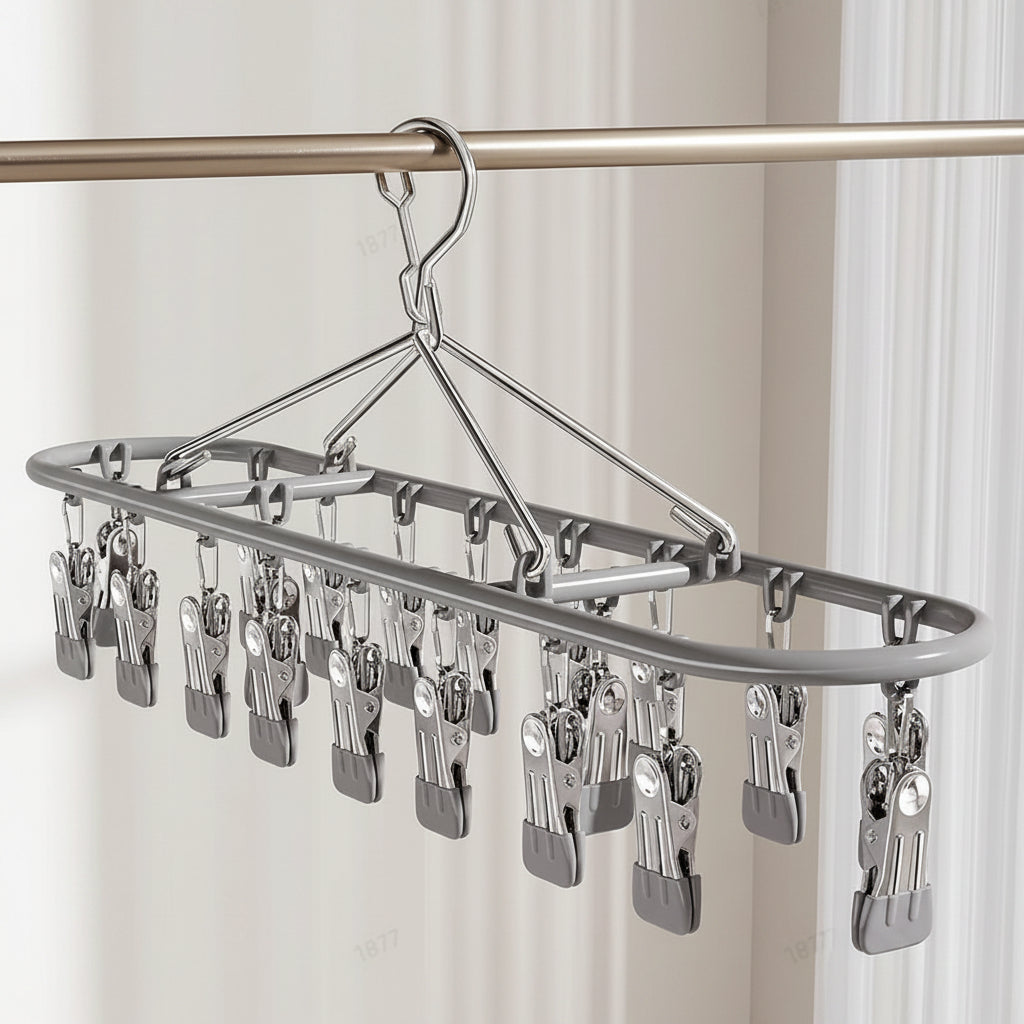 Stainless Steel Clothes Drying Rack with Windproof Hook - Space-Saving Laundry Rack 3
